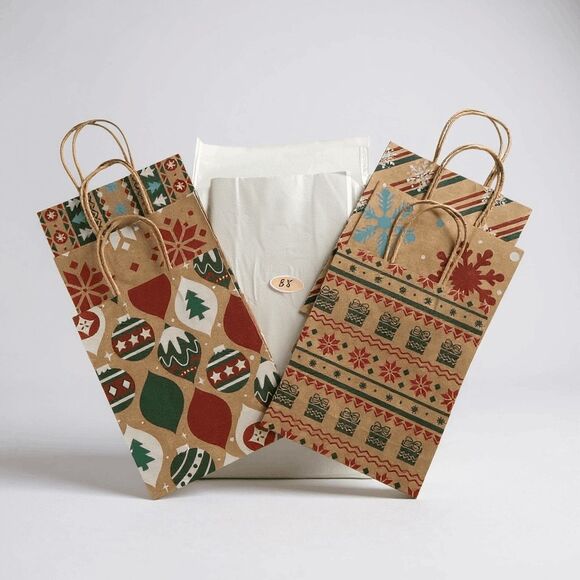 B8. Christmas Holiday Gift Bags Set of 6 - Picture 3 of 4